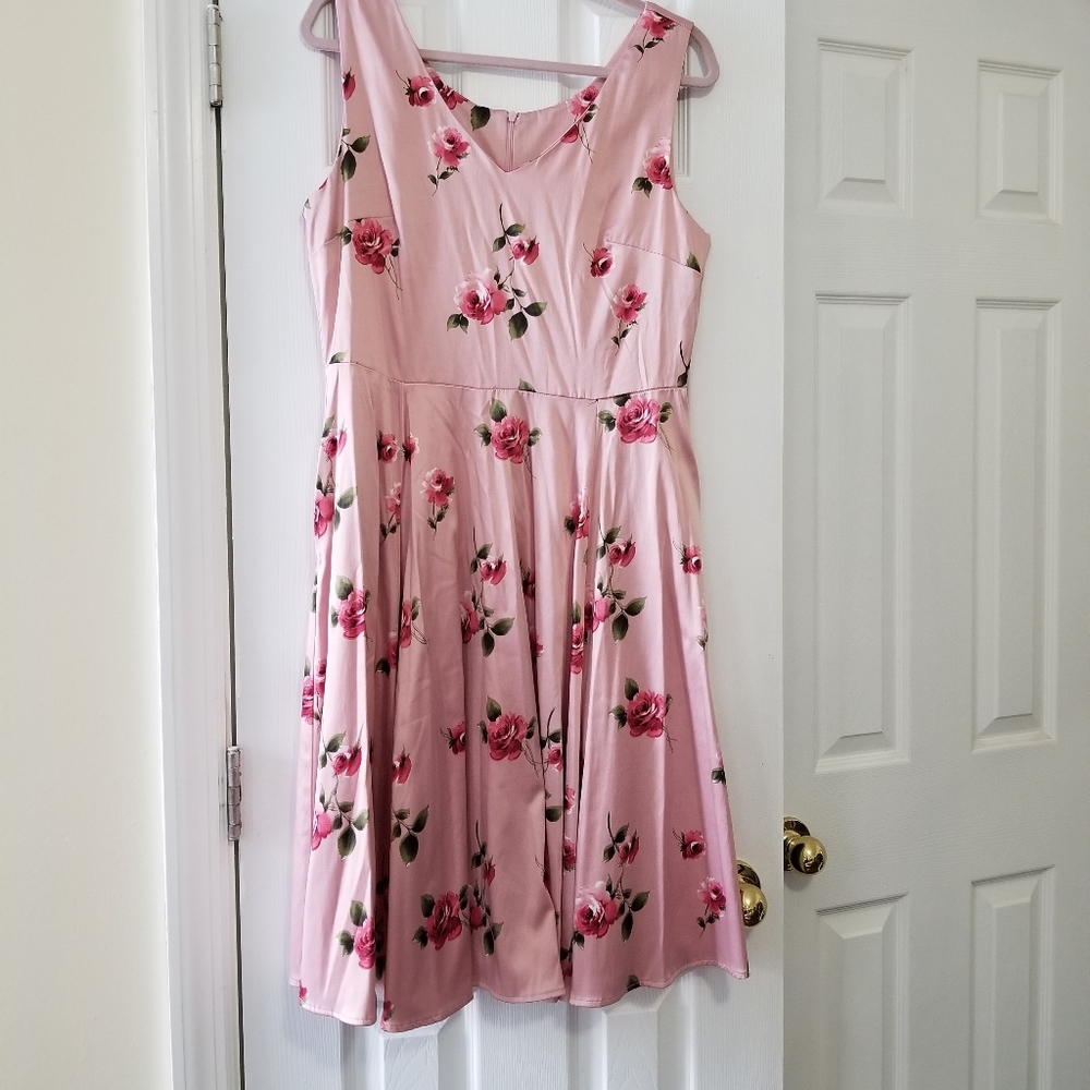 Sleeveless Satin Floral Fit Flare Modcloth